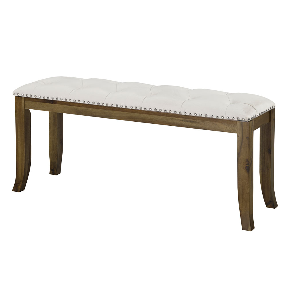 Venice White PU Fabric Bench